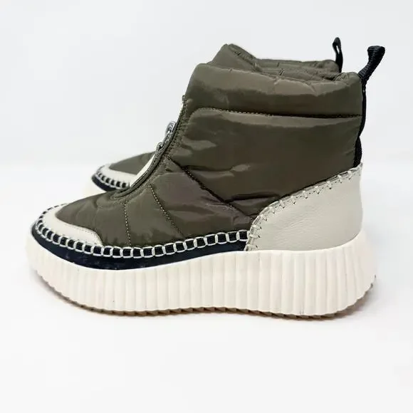 NWOB Dolce Vita Olive Green and Cream Chunky Sneaker Boots Women's US Size 7 - Picture 3 of 8